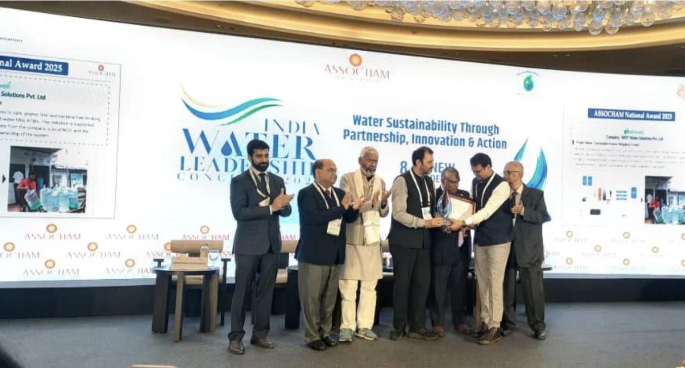 The WIST India team on stage at the ASSOCHAM India Water Leadership awards, 2025.