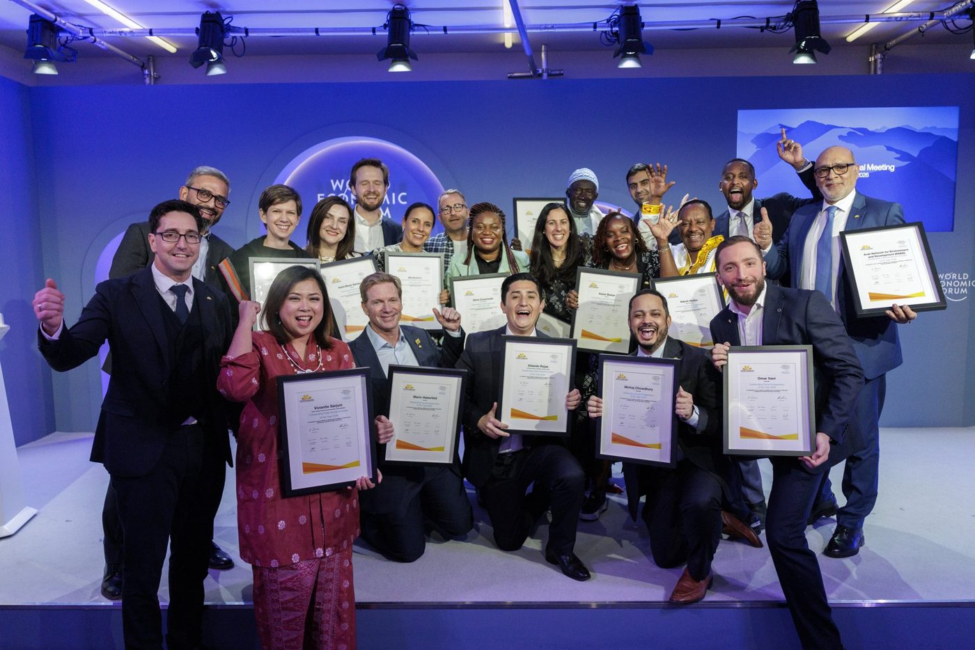 The 2026 Schwab Foundation social innovators on stage at the World Economic Forum, Davos.